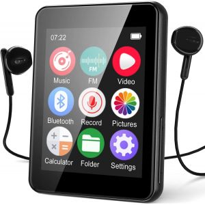 MOUN-Lecteur Mp3 De 64 Go Avec Bluetooth 5.3,Écran Tactile Intégral De 2,4 Pouces,Lecteur De Musique Portable Avec Haut-Parleur,Radio Fm,Enregistreur Vocal,Livre Électronique,Prend En Charge Un - Neuf