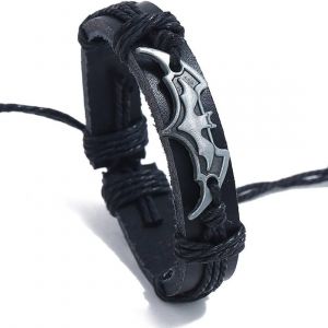 Kal-Bracelet Tress&eacute; En Cuir Tress&eacute; Avec Croix En Forme De Chauve-Souris - Bracelet Manchette Ethnique Tribal &Eacute;lastique Pour Homme Et Femme - Neuf