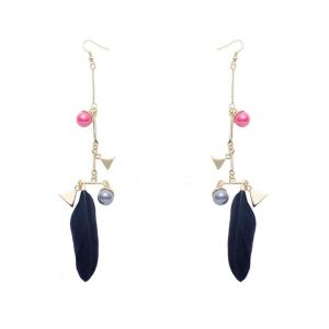 1 Paire &Agrave; La Mode Femmes Dame Boucles D'oreilles Plume Forme Pendentif Beau Cadeau De Bijoux - Neuf