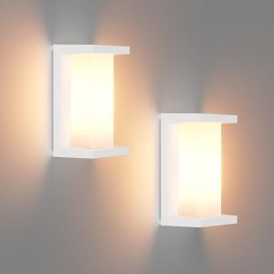 Ulteronixshop-2 Pcs E27 Applique Murale Ext&eacute;rieure, Ip65 Lampe Murale Ext&eacute;rieure, 60w, Aluminium Applique Terrasse, Convient Pour L'int&eacute;rieur Et L'ext&eacute;rieur. Blanc (Sans Ampoule) - Neuf