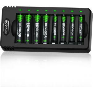 Kit 4 Piles Aa Avec 4 Piles Aaa Nimh Rechargeables Avec Chargeur, Charge Rapide - Neuf