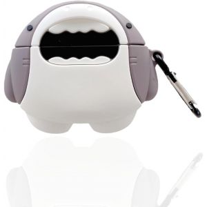 coque compatible avec AirPods 4 avec annulation active du bruit avec porte-cl&eacute;s, 3D en silicone souple dessin anim&eacute; dessin anim&eacute; requin, coque de protection antichoc pour homme - Neuf