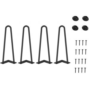 Lot De 4 Pieds De Table En Métal De 30 Cm, Pieds En Épingle À Cheveux, Diamètre 9 Mm, Pour Table Basse, Table À Manger, Armoire, Penderie - Neuf
