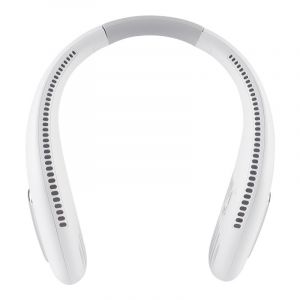 Ventilateur tour de cou portable, rechargeable par USB, mains libres, sans pales, 3 vitesses, sortie d'air de 70 °, réglable, pour l'extérieur, le sport et le bureau - Blanc - Neuf