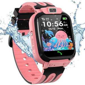 JGD-Montre intelligente pour enfants pour r&eacute;pondre/passer des appels, t&eacute;l&eacute;phone GPS connect&eacute; pour gar&ccedil;ons et filles avec appel, cam&eacute;ra SOS, lecteur de musique, alarme, cadeau d'anniversaire pour - Neuf