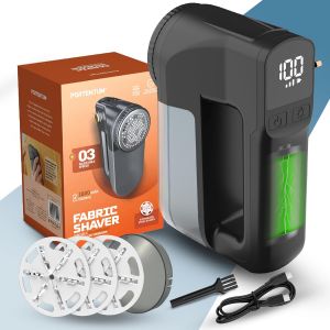 MEVRONISSHOP-Rasoir Anti Bouloche &Eacute;lectrique &iquest; Lumi&egrave;re LED, &Eacute;cran LED, 3 Vitesses 9.000 RPM, Lame 6 Couches, Grand R&eacute;servoir, Anti Peluche Vetement USB C Rechargeable, 15W pour V&ecirc;tements et Maison - Neuf
