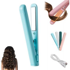 Kal-Mini Fer À Friser À Double Usage Pour Femmes,Baguette Cheveux, Mini À Friser Portable Pour Voyage, Baguette À Friser Pour Cheveux Courts Et Tous Types De Cheveux (Bleu) - Neuf