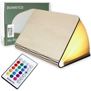 Lampe Livre Led Pliante En Bois Avec Télécommande 16 Couleurs Et Minuterie | Livre Lumineux Pour Decoration Chambre, Maison Et Bureau | Lampe Lumio Gadget, Idee Cadeau Noel, Anniversaire Homme & Femm - Neuf