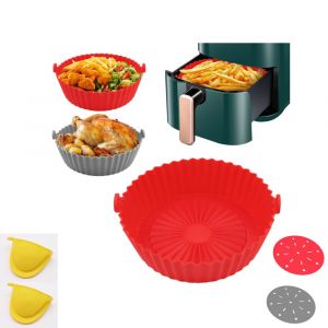 8.6 Pouces de la Friteuse de l'Air en Silicone Pot (Pack de 2) avec des Mitaines de Four, Air Fryer Accessoires, de Remplacement de coupelles de Papier Réutilisable en Silicone Panier, lave-Vaisselle - Neuf