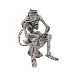 Porte-clés tête de mort Halloween assis WC fantôme porte-clés fantôme porte-clés festival WC fantôme cadeau - Neuf