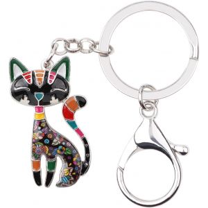 Kal-Porte-Cl&eacute;s Chat En &Eacute;mail Pour Voiture Porte-Cl&eacute;s Porte-Monnaie En Alliage De Zinc Cadeaux Pour Femmes Filles - Neuf