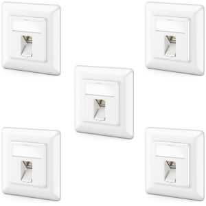 5x CAT6a Jeu de Prises Réseau Keystone Encastré 5x Prise Réseau 5x Module Keystone Boîtier Métallique Blindé STP Prise de Données RJ45 Keystone Jack Câble Réseau - Neuf