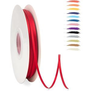 3mm Rouge Fin Ruban Satin Pour Emballage Des Cadeaux,95 M&egrave;tres Polyester Rubans Pour Bouquets,Ballon,Couture,N?Uds,G&acirc;teau,Satin Ruban Roll Pour D&eacute;coration De Mariage/Anniversaire/No&euml;l/F&ecirc;te - Neuf