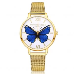 Mode Femmes M&eacute;tal Quartz Mouvement Montre-Bracelet Bracelet Accessoire De Montre R&eacute;glable (Or) - Neuf
