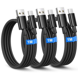 KALANKA-Cable USB C [1M/Lot de 3], C&acirc;ble USB vers USB C Charge Rapide pour Samsung S25/S24/S23/S22/S21/A35/A34 A56/55, iPhone 16/15 Plus Pro Max, Pixel 8 7 6, Nylon Cable usbc vers USB A Cables usbc - Neuf