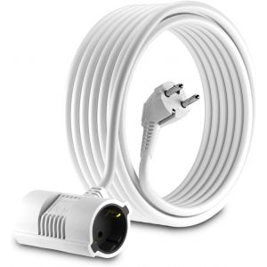 Rallonge câble - Prise Schuko avec connecteur à 2 Voies coudée à 90 °- Prise UE - CEE 7/7 à 2 Prises CEE 7 - jusqu'à 250V- 50Hz - 16A - Longueur 10m - Neuf
