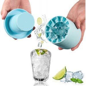 Kal-Bac À Glacon, Moule A Glacon Silicone, Bac À Glaçons Silicone Avec Couvercle, Seau À Glace Reutilisable Machine À Glaçons, 60 Glaçons(Blue, 8.5x9x8cm) - Neuf