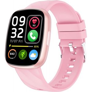 JGD-Montre Connect&eacute;e Enfant avec 100+ Modes Sport R&eacute;veil Pedometer Moniteur Sommei Jeux &eacute;tanche IP68 Montre Enfant pour Gar&ccedil;on Fille Les 4-13 Ans 1.75" Fitness Tracker Smart Watch Rose Clair - Neuf