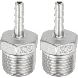 Kalanka-Raccord De Tuyau &Agrave; Barbe En Acier Inoxydable 304, Lot De 2 Raccords De Tuyau &Agrave; Barbe De 1/4"" X Filetage Npt De 1/2"" Adaptateur De Connecteur De Tuyau Rapide Pour La Connexion D'air - Neuf