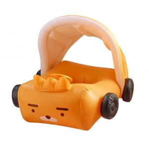 Bouee Gonflable Pour Bebe Avec Auvent, En Forme De Voiture De Dessin Anime, Avec Siege De Securite Et Volant, Ideale Pour Les Jeux D'ete, De Plage Et D'exterieur. - Neuf