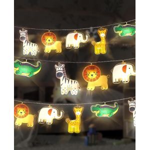 KAL-Guirlande Lumineuse À 20 Led - Motif Animaux - Pour Chambre D'Enfant - 3 M - Blanc Chaud - En Acrylique - Pour L'Intérieur, Le Lit De Bébé - Décoration De Fête - Veilleuse Pour Garçon Et Fille - Neuf