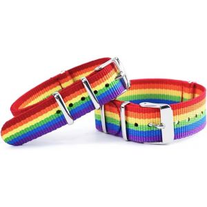 Kal-2 Pcs Bracelet Lgbt, Bracelet Gay Pride, Pride Avec Drapeau Arc-En-Ciel Accessoire De Montre Inclus, Idéal Pour Bisexuels, Lesbiennes Et Personnes Transgenres - Neuf