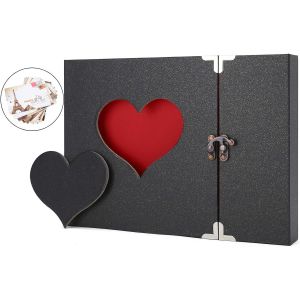 TIANYI-Album Photo Scrapbooking, DIY Traditionnel Journal Scrapbook Créatif Avec Gravure en Forme de C?ur Mémoire Album, Cadeau Anniversaire Femme Couple Papa Maman, Noir - Neuf