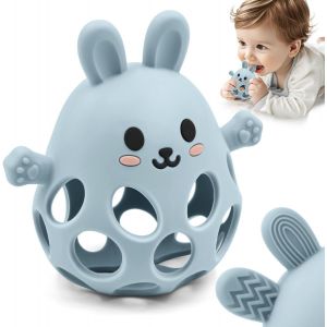 Anneau De Dentition En Lapin Pour B&eacute;b&eacute; En Silicone De Qualit&eacute; Alimentaire,Facile &Agrave; Saisir Et Doux,Jouet De Dentition Apaisant Sans Bpa Pour B&eacute;b&eacute;s 3 6 9 12 18 Mois Gar&ccedil;on Fille,Bleu - Neuf