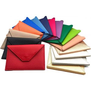 TRAHOO-- Porte Papiers Voiture - Forme Enveloppe - Pochette Permis De Conduire Carte Grise Assurance Carte d'identit&eacute; - Cuir - 15x11cm - Femme Homme (Cuir, Jaune moutard) - Neuf