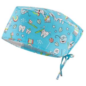 Adelina Chirofano Beanie Infirmi&egrave;re Chapeaux Chirofano Femme En Apura Accessoires Pour Personnel M&eacute;dical (Dents Bleues) - Neuf