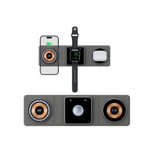 Station de charge sans fil 3 en 1 pour iPhone, Apple Watch, AirPods et appareils Android - Neuf
