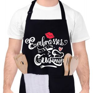 KAL-Tablier De Cuisine Pour Homme, Tabliers De Cuisine Étanche Réglable Tablier Barbecue Avec Poches Idée Cadeau Fête Des Pères - Neuf