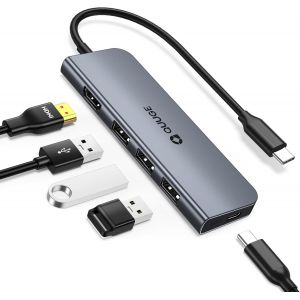 Hub USB C 5-en-1,Adaptateur USB C vers HDMI 4K avec Port USB-C 100W PD,Ultra-Rapide 3 USB-A 3.0 5Gbps,Compatible avec MacBook Air/Pro,Mac Mini M4,ipad Pro Air.[M175] - Neuf