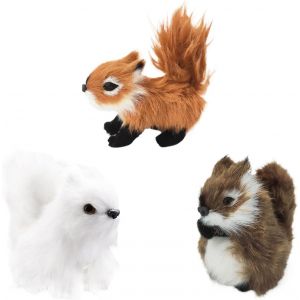 &Eacute;cureuil En Peluche Simul&eacute;, Faux &Eacute;cureuil, &Eacute;cureuil &Agrave; Fourrure, D&eacute;coration De No&euml;l, Figurine D'&eacute;cureuil Mignon, Mod&egrave;le Pour Collection, Cadeau D'anniversaire, Lot De 3 - Neuf
