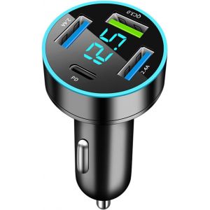 LORANKA-Allume Cigare USB, 4 Ports Chargeur Allume Cigare USB C Rapide, 50W QC3.0&PD Prise Adaptateur Allume Cigare, Prise Charge Rapide Chargeur Voiture avec LED Voltm&egrave;tre, pour Pad, Galaxy Phone De - Neuf
