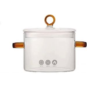 Subzonal-1.5l Pot En Verre Pour Cuisine Verre Pot &Agrave; Soupe Marmite Casserole En Bocal Avec Couvercle, Double Poign&eacute;e Marmites Pour Le Restaurant De Cuisine &Agrave; Domicile - Neuf