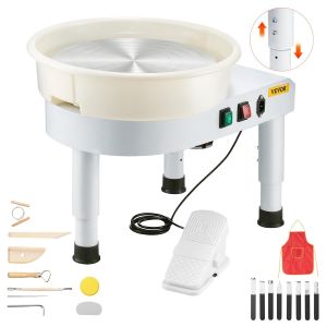 Mevronisshop-Tour De Potier De 35 Cm, Roue De Poterie Vitesse R&eacute;glable 60-300 Tr/Min, Avec Bassin Amovible, Pied De Levage R&eacute;glable, Et Kit D&iquest;Accessoires Complet Pour Artisanat, Bricolage &Agrave; Domicile, - Neuf