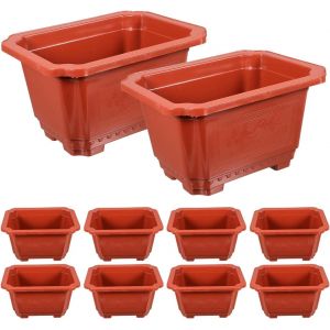 ERYI-Lot De 10 Pots De Fleurs Pour Orchidées - Pour L'Extérieur - Pour Bonsaï D'Intérieur - Bac Rectangulaire - Plateau Carré - Pot De Jardin - Pot De - Pour Le Bureau - Neuf