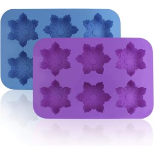 KAL-Coque En Silicone Flocon De Neige Moules, Lot De 2 Gâteau Chocolat Pudding Jelly Savon Muffin Plateaux De Cuisine Pour Décoration De Moule, Moule ¿ Bleu, Violet - Neuf