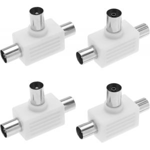 LETNERNY-4Pcs 2 Voies S&eacute;parateur D'Antenne Adaptateur Coaxial Tv Rf M&acirc;le &Agrave; Femelle S&eacute;parateur De C&acirc;ble S&eacute;parateur D'Antenne Connecteur Pour Antenne Tv Multi-Box Vcr Pvr Dvr - Neuf