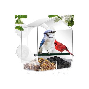 Mangeoire &Agrave; Oiseaux En Acrylique Pour Fen&ecirc;tre Avec 4 Ventouses Pour Les Oiseaux De Jardin - Neuf