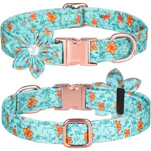 Eryi-Collier Pour Chien - Motif Floral - Avec Strass Détachables - Tailles S, M Et L - Neuf