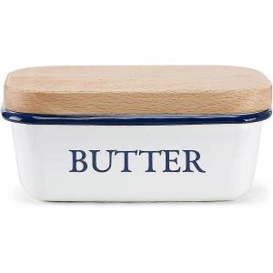 Beurrier Émaillé Multifonctionnel Avec Couvercle Blanc - Neuf