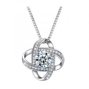Collier Meilleur Pendentif Argent 925 Zircon Spinning Trèfle Pour Femmes - Neuf