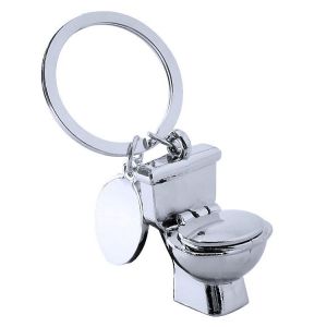 Porte-clés fantaisie pour toilettes, mini porte-clés amusant, modèle de siège de toilette en métal, pendentif pour sac à main, platine - Neuf