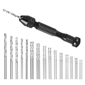 YEMAESRE-31 Pièces Mini Perceuse À Main,0.5-3.0Mm Micro Forets Hélicoïdaux Pour La Fabrication De Modèles Artisanat Sculpture Bricolage Bois Résine Bijoux - Neuf