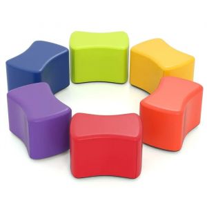 COSTWAY Lot de 6 Tabourets pour Enfants Modulaires 37 x 25 x 25 cm - Housse Amovible en Simili Cuir pour Salles de Classe, Cr&egrave;ches - Neuf