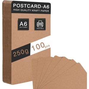 Mevronisshop-100 Pi&egrave;ces Cartes A6 En Papier Kraft, 14,8 X 10,5 Cm, Papier Craft, Carte Kraft 250g/M&sup2; Pour Projets Diy, Cartes Cr&eacute;atives Pour Mariage, Invitations Et Loisirs Cr&eacute;atifs (Marron) - Neuf