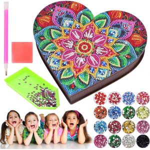 Ayuhr-Diy Diamant Peinture Boîte À Bijoux, Peinture Diamant Mandala Diy Boîte À Bijoux, Diamond Painting Boîte À Bijoux Pour Filles, Boîte D'organisation De Bijoux, Cadeau Pour Filles - Neuf