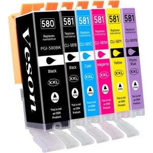 Cartouches D'Encre Pgi-580 Xxl Cli-581 Xxl Compatibles Pour Canon 580 581 Multipack Pour Pixma Ts8150 Ts8151 Ts8152 Ts8250 Ts8251 Ts8252 Ts8350 Ts8350A Ts8351 Ts8351A Ts8352 Ts9150[ENC940585] - Neuf